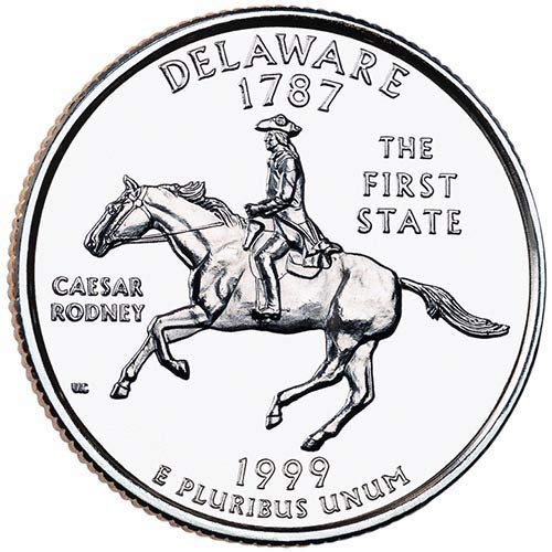 1999 P BU Deleware State Quarter Choice Необращенный монетен двор на САЩ