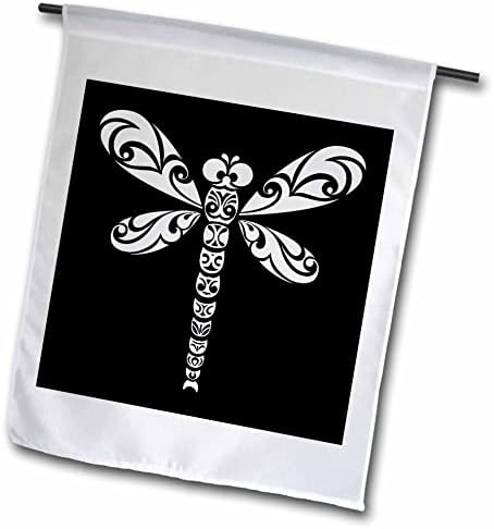 Триизмерна Татуировка в стил племенни татуировки под формата на Бели Кончета На черни Флагах (fl_355580_2)