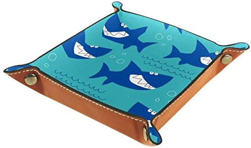 Lyetny Карикатура Синя Акула Животно Сладък Морски Органайзер Тава Кутия За Съхранение на Нощни Caddy Тенис на Тава Взаимозаменяеми