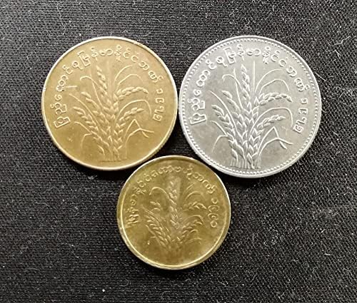 Азиатски Набор от монети, Мианмар, 1 на сто хиляди рупии, 50 Цента и 25 Цента, 3 ориз, Версия на Възпоменателни монети на ФАО по зърното и оборот на селскостопанското
