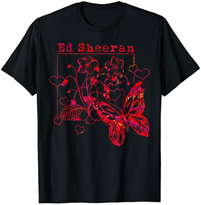 Червена тениска Ed Sheeran с Диви Сърца и Пеперуди