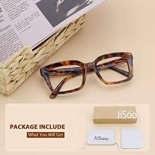 JiSoo Извънгабаритни Очила за четене за жени 1,5, Стилни Дизайнерски Очила за четене в Големи Рамки с Пружинным тръба на шарнирна