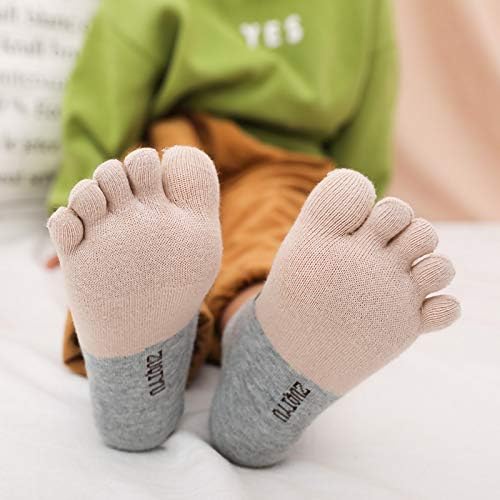 FAMKIT Детски Чорапи с пръсти, 5 Чифта Детски Чорапи с пет пръста, Дишащи Памучни Спортни Чорапи с пет пръста в 3-12 Години