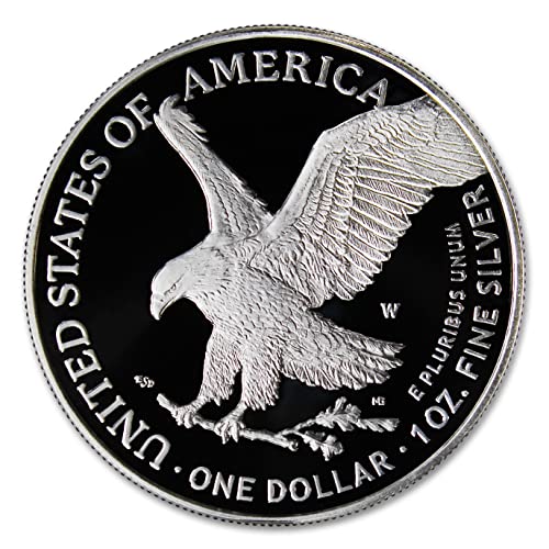 Монета американски сребърен орел 2023 година с тегло 1 тройунция в оригиналната опаковка Монетния двор на САЩ (в капсули) със сертификат