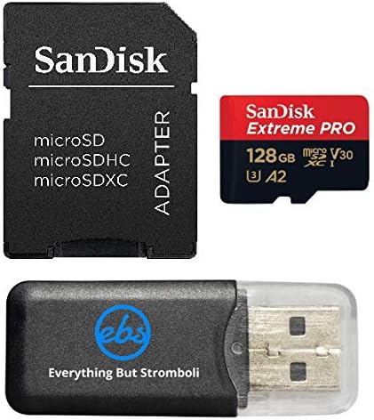 Комплект карта памет SanDisk 128GB Micro SDXC Extreme Pro Работи с GoPro Hero 7 Black, Silver, Hero7 White UHS-1 U3 A2 (1) за всички, с изключение на устройството за четене на микро-карти Стромболи (TM)