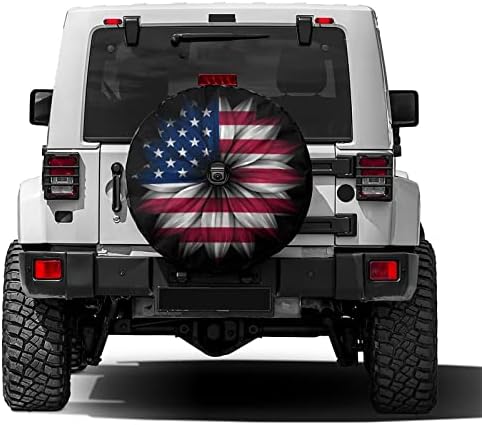 Foruidea Флаг на САЩ в Абстрактното Цвете, Калъф за Резервна гума с Дупка за Резервна Камера, Калъф За Джанти с гуми, Подходящи