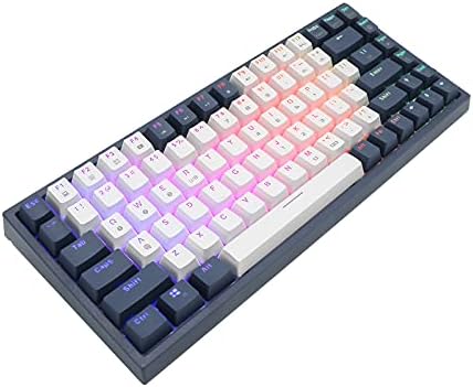 Механична клавиатура CQ63, Безжичен / Жичен Детска Клавиатура, Bluetooth 5.0, RGB осветление (бяло / Синьо (84 комбинации) - Червен ключ)