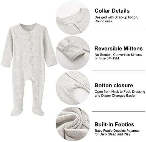 ACESTAR / Пижама на крака за новородени с белезници-Варежками - Памучни Слипоны за спане и игри 0-12 месеца