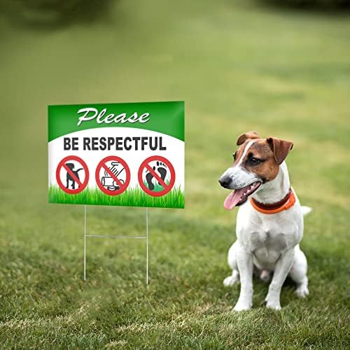 3ШТ. Табела Не позволявайте на тревата с колове - 12x8 ДВУСТРАНЕН Коропласт Не позволявайте на кучета с тревата - Знаци за кучета