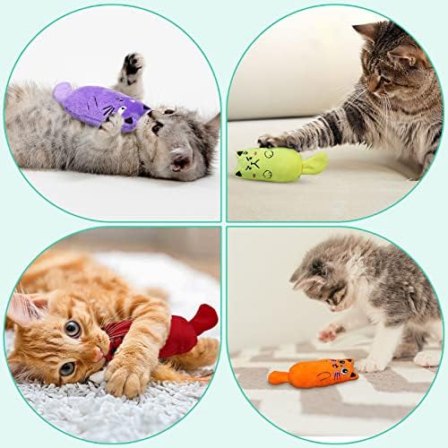 Играчки от коча SCHITEC, [8 БР] Мек Плюшен Играчка за котки, Интерактивна Възглавница за Коте, Играчка за никнене на млечни зъби