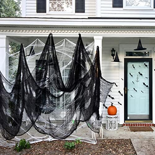 ZeeDix Хелоуин Зловеща Черна Кърпа 79 x 200 см Гигантски Грозни Марля Украса за Хелоуин Страшно Марлевая Кърпа за Хелоуин Вечерни