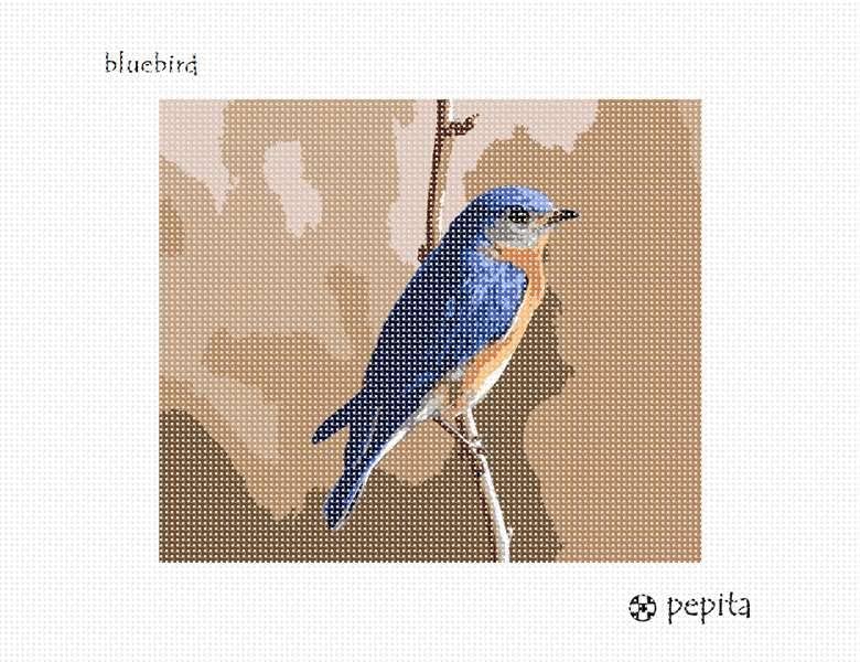 комплект за бродиране pepita: Синя птица, 8 x 7