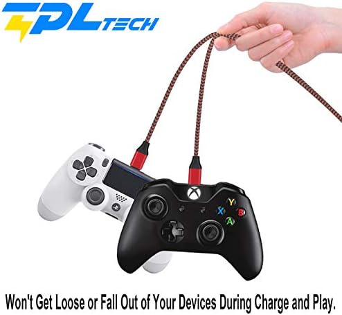 Кабел за зареждане на контролера PS4 от TPLTECH,［ 2 опаковки с дължина 15 метра］ Кабел за бързо зарядно устройство Micro USB 2.0