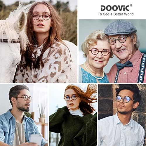 DOOViC Кръгли Очила за Четене, Блокиране на Синя Светлина, Гъвкави и Леки Очила, Модерен Дизайн, Различни Черепаховые Очила за Жени,
