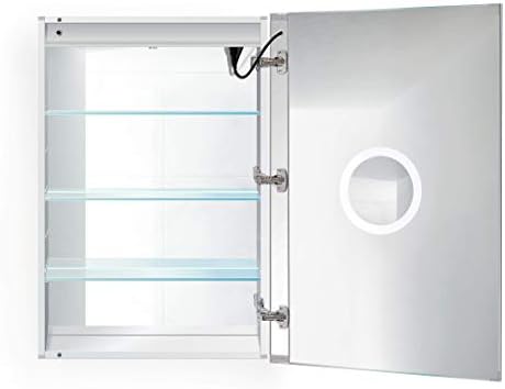 Комплект за Krugg LED 24 X 36 | Огледален шкаф за вграждане или повърхностен монтаж с Димер и дефоггером + 3-Кратно огледало за