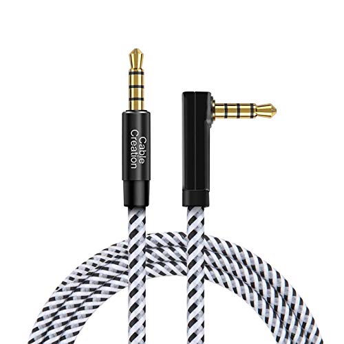 3.5 мм аудио кабел TRRS, създаване на кабела под прав ъгъл от 90 Градуса 3,5 мм мъж към мъж Стерео Aux Кабел за Кола 4 Полюса (поддръжка на микрофона), 1,5 метра /0,45 М