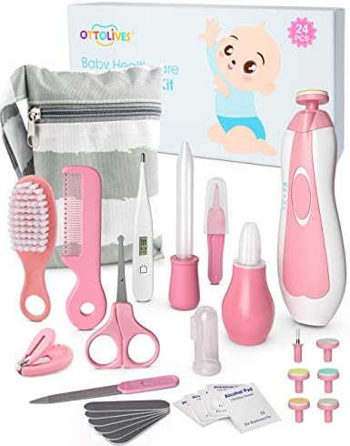 Комплект за грижа за детето OTTOLIVES, 24 1, Детска Електрическа Машинка за нокти, Набор, за да се грижи за Новороденото в детска