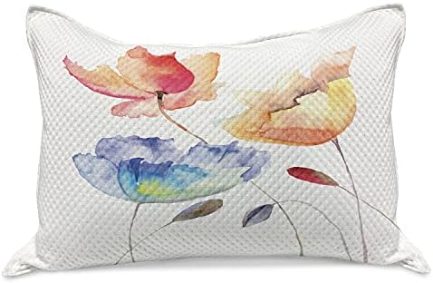 Калъфка за възглавница от стеганого одеяла с акварельным цветя модел Ambesonne, Летни цветя в стил ретро с ефект Природа-изкуство,