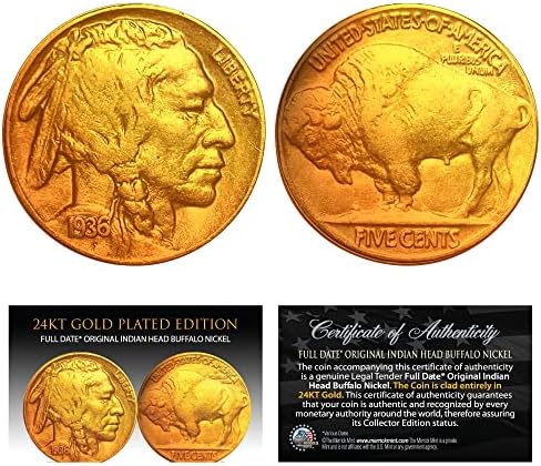 Тогава и сега Комплект от 2 монети Buffalo с 5-Сто покритие от 24-каратово злато - Пятаки 1930-те и 2005 години на освобождаването