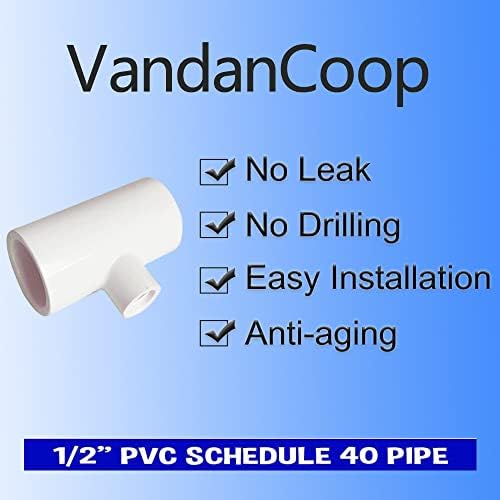 VandanCoop Комплект от 12 Поилки за пилета на Чай от PVC с резба 1/8 FTP за пластмасови тръби 1/2 График 40 за домашни птици Чаши