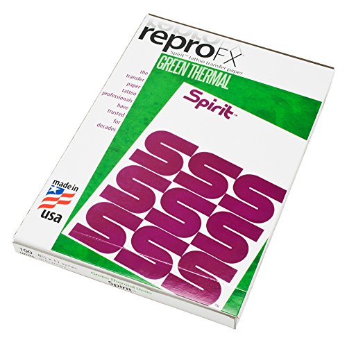 Хартия за прехвърляне на термални шаблон за татуировки ReproFX Spirit Green Лист 8,5 x 11 Опаковка от 100