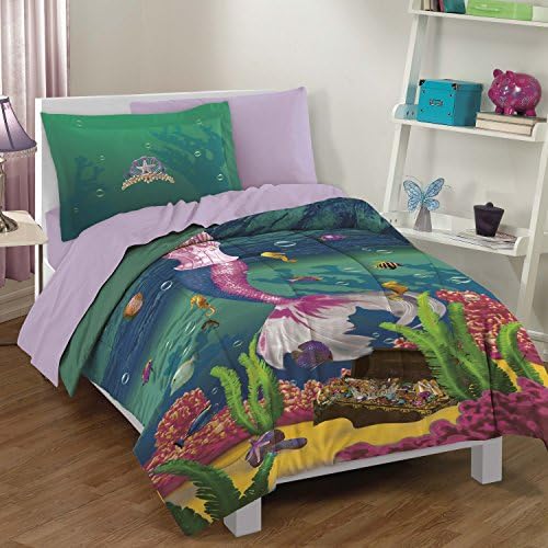 Комплект стеганого одеяла Dream Big Sea Princess от Ультрамягкой Микрофибър от 2 теми, Тюркоаз, Двойна