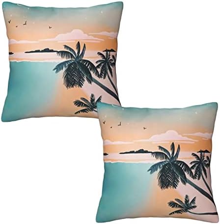 Sanghing Тропически Плаж, Калъфки за възглавници с Палми, 18x18 Инча, Комплект от 2 Декоративни покрива възглавница, Калъфка за