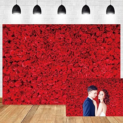 OERJU 20x10ft Червена Роза Фон За Снимки Червена Роза Цвете на Стената Фон Роза Цветя, Булчински Душ, За Младоженци, за Украса на