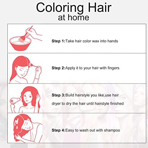 6 Цвята Восъчна боя за коса-6 in1 Временна Instant Восъчен мръсотия за боядисване на естествена коса Унисекс, Моющаяся Хидратиращ