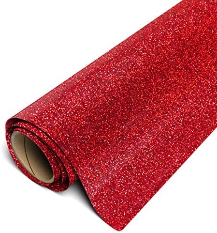 Ютия Siser Glitter HTV 12 x3ft Roll (в Червено) на теплопередающем винил