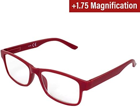 Очила за четене Global Vision + Червена дограма с увеличаване на 1,75, Прозрачни лещи и съответните поляризирани клипове