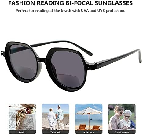 Eyekepper 4 Опаковки Бифокальных Слънчеви очила за Жени, Реколта двухфокусные Слънчеви очила за четене + 2.50