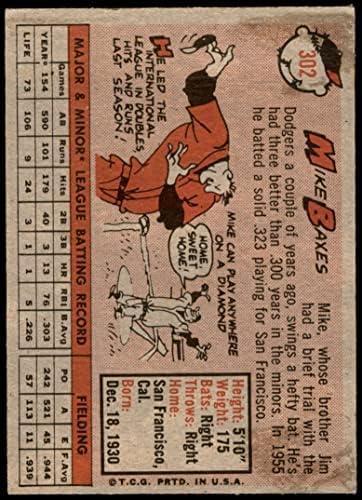 1958 Topps # 302 Майк Баксес Канзас Сити Атлетикс (Бейзболна картичка) VG/БИВШ Атлетикс