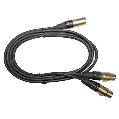 Сплитер кабел XLR Y: 3-пинов, черен (1 фут, от 1 щепсела до 2 розетки)