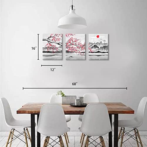 COKIMUN черешов Цвят Decor - Японски Декор Cherry Blossom Wall Art е Черно-Бяла Стенно Изкуство Розово Цвете Живопис Художествени Картини за Декорация на Стените Всекидневна Декор