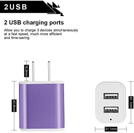 USB-блок за зареждане, Включете зарядно устройство + 6 фута кабел Micro USB за бързо зарядно устройство Android, Съвместим с Samsung