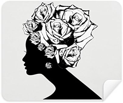 Дамски Роза Черно Бяло Цвете от Плат За Почистване на Екрана за Пречистване на 2 елемента Замшевой Тъкан