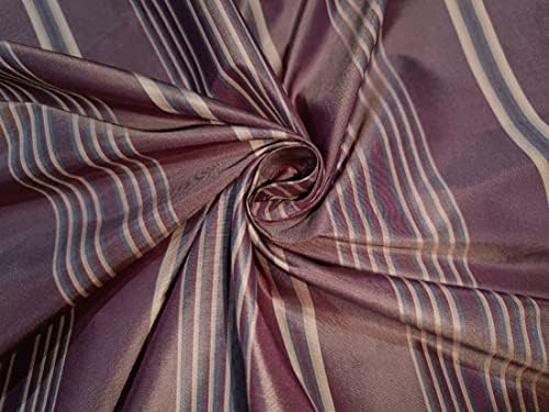 коприна тъкани от тафта лилав цвят в ивица с ширина 54 инча