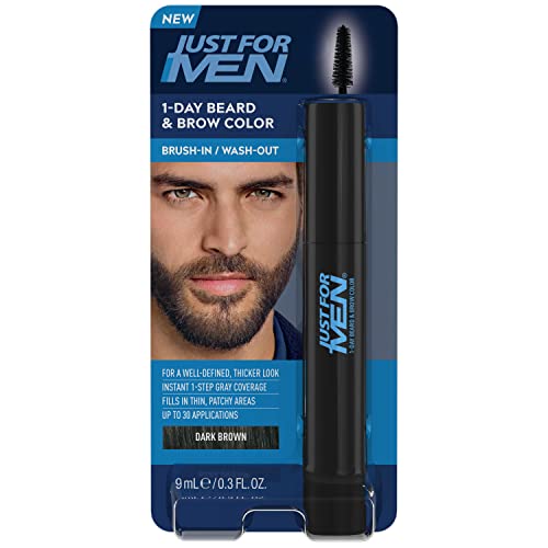 Just for Men 1-Дневна оцветяване на брадата и веждите, Временно оцветяване на брадата и веждите, За по-пълен, по-ясен контур, До 30 приложения, тъмно-кафяв