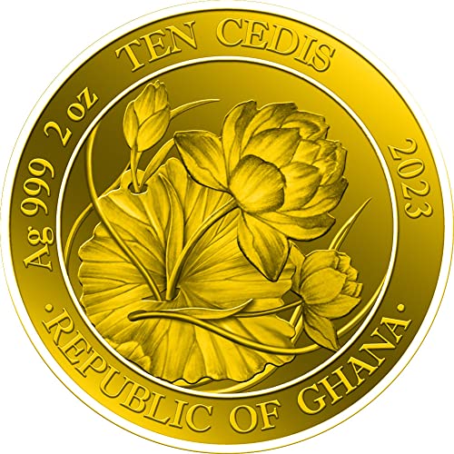 2023 DE най-Голямата Порцеланова Купа PowerCoin Lotus Bowl 2 Грама Сребърна Монета 10 Cedis Гана 2023 Proof