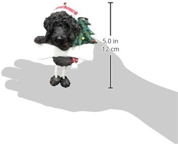 Украса от Лабрадудля Черен на цвят, с уникални ръчно изработени рисувани Висящи крака и лесно персонализируемым Коледните орнаменти