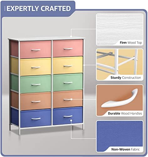 Детски скрин Sorbus с 10 чекмеджета - Органайзер за съхранение на дрехи - Спалня, Детска стая, Детска стая и кабинет - Стоманена
