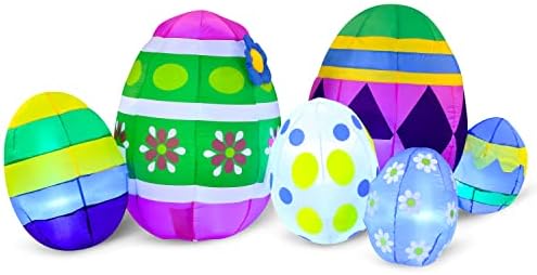 Joiedomi 7,5 фута дължина, Великденски Надуваеми Яйца с вградени светодиоди, Цветни Надувное Украса за Великденски яйца за Празнични