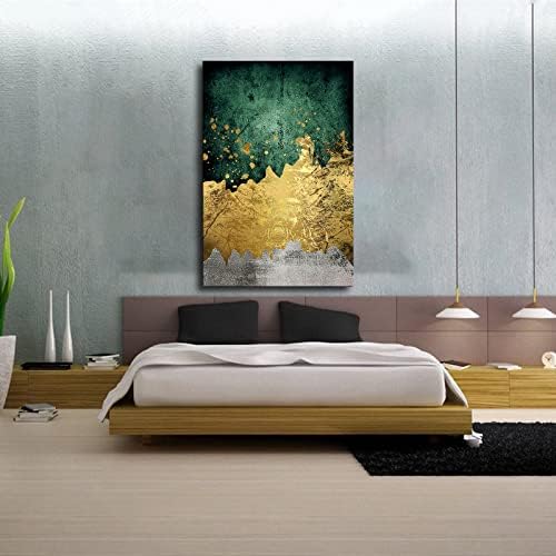 Стенен Декор Платно Изкуство, Абстрактна Зелено-Златна Живопис Съвременно Изкуство Стенни Снимка на Плакат Стенни Художествена Печат