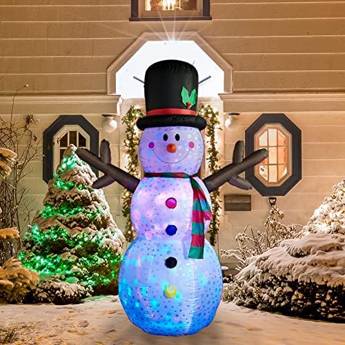 Superjare 8-Крак Коледен Надуваем Снежен човек с Мигащи Светлини и 7-подножието Коледна Надуваема Елха с led осветление, Вентилатор,
