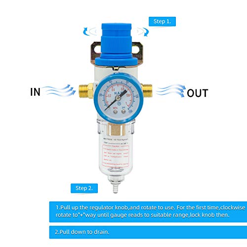 Регулатор пневматичен на въздушния филтър H. A. K. - Поли-Купа за сгъстен въздух ¼ NPT, Филтър за вода |Сепаратор за вода/Маслоуловителя