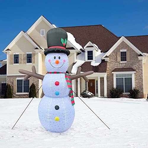 8-Подножието Коледна надуваема ферма Фрейзър Хил |Весел Снежен човек с принтом под формата на Снежинки, RGB подсветка и Чанта за