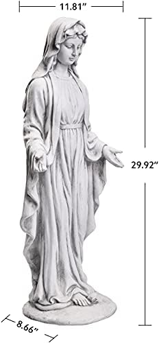 Статуя на Дева Мария с височина 29,9 инча, Религиозна Голяма Градинска Статуя, Арт Декора, осветлението на Статуята на Благословената Майка си за градина от камък от ?