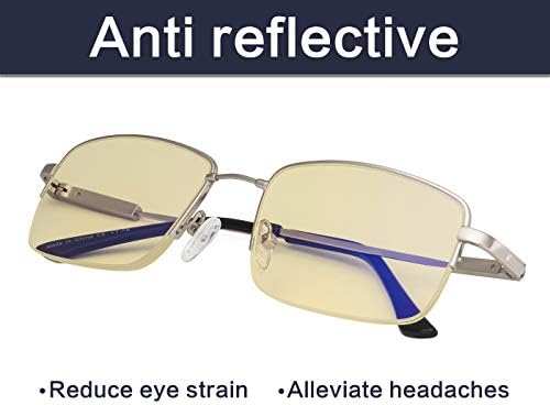 Мъжки слънчеви очила Със сини светозащитной рамки половината от рамки за очила - Очила За четене от компютър от Титан С Памет - Четци Лещи С Жълт плат