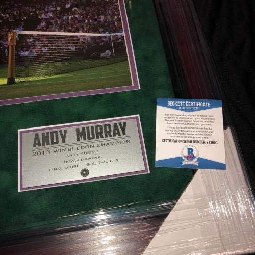 Анди Мъри подписа Програмата на билети на Уимбълдън -2013 в рамката и Снимка на 25x22 Psa - Тенис списания с автограф